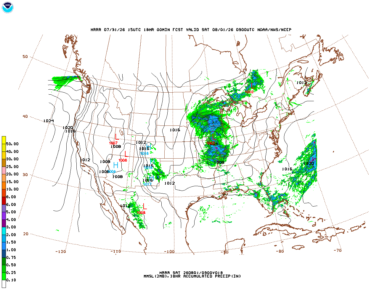 Latest 18 hour total precipitation forecast