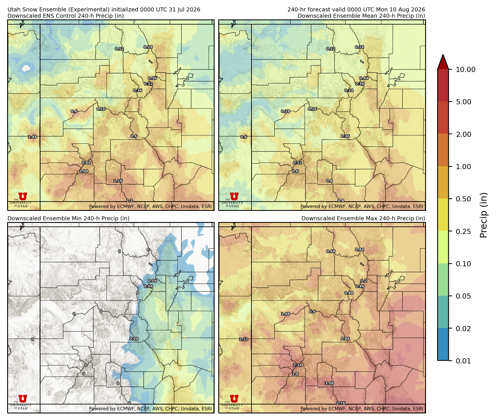 Latest NAEFS total precipitation forecast